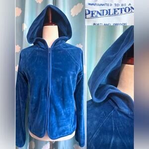 Vintage Pendleton velour velvet track jackets electric blue- S